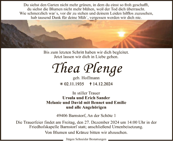 Traueranzeige von Thea Plenge von SYK