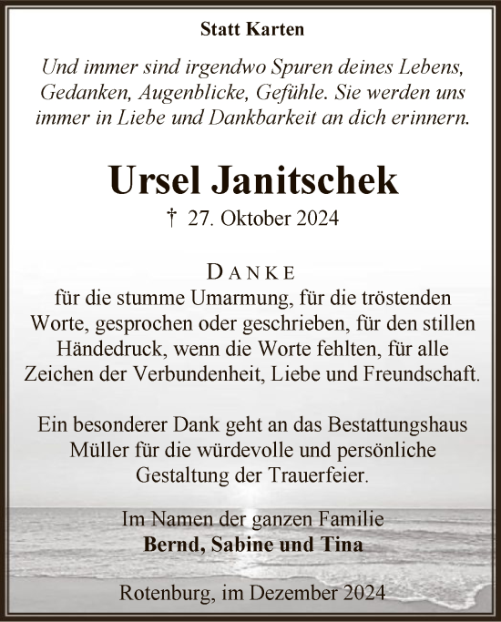 Traueranzeige von Ursel Janitschek von SYK