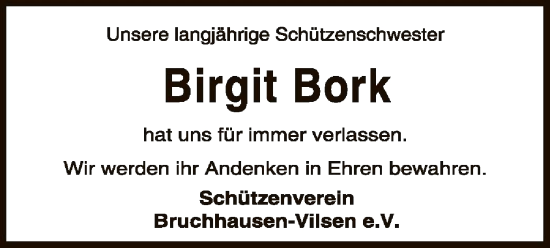 Traueranzeige von Birgit Bork von SYK