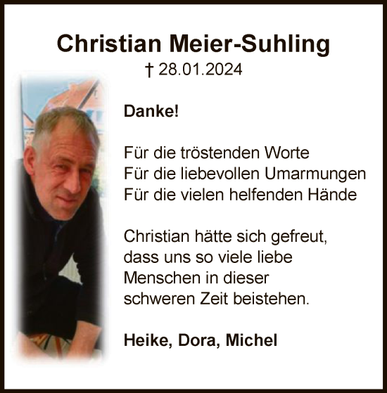 Traueranzeige von Christian Meier-Suhling von SYK