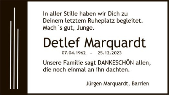 Traueranzeige von Detlef Marquardt von SYK