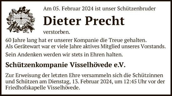 Traueranzeige von Dieter Precht von SYK