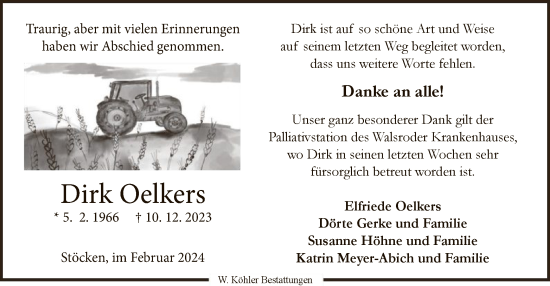 Traueranzeige von Dirk Oelkers von SYK