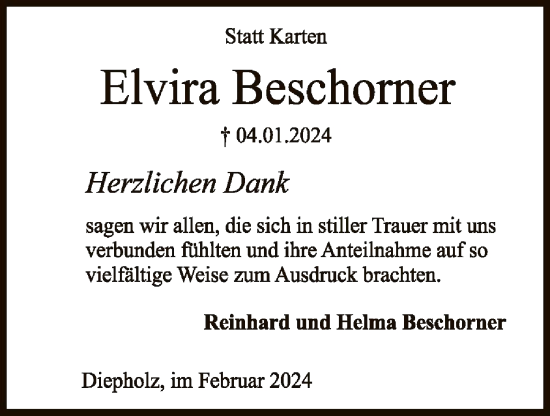 Traueranzeige von Elvira Beschorner von SYK