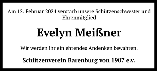 Traueranzeige von Evelyn Meißner von SYK