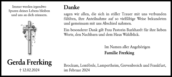 Traueranzeige von Gerda Frerking von SYK