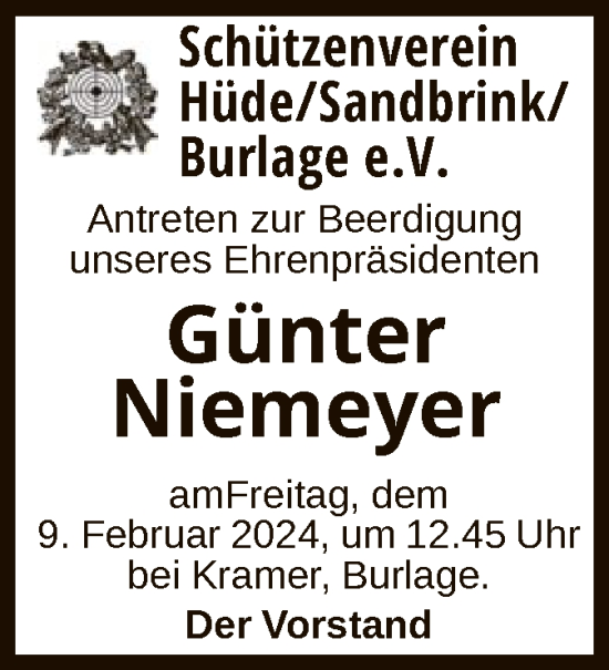 Traueranzeige von Günter Niemeyer von SYK