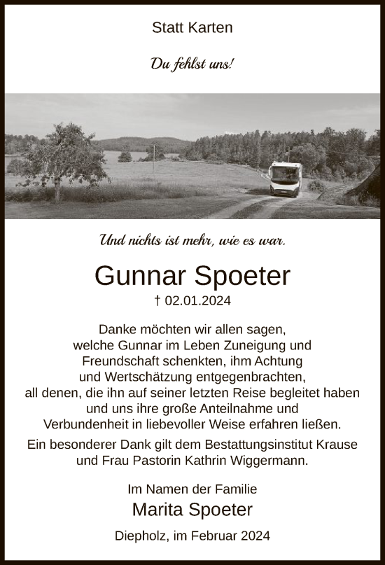 Traueranzeige von Gunnar Spoeter von SYK