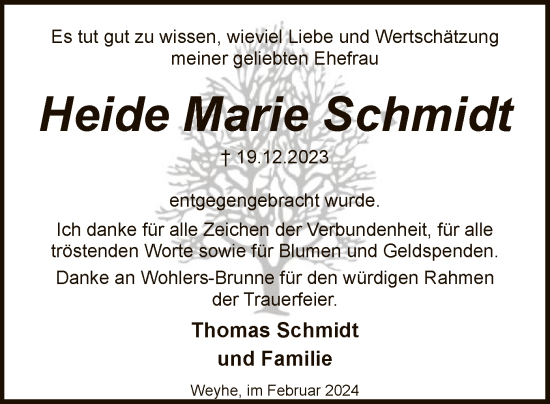 Traueranzeige von Heide Marie Schmidt von SYK