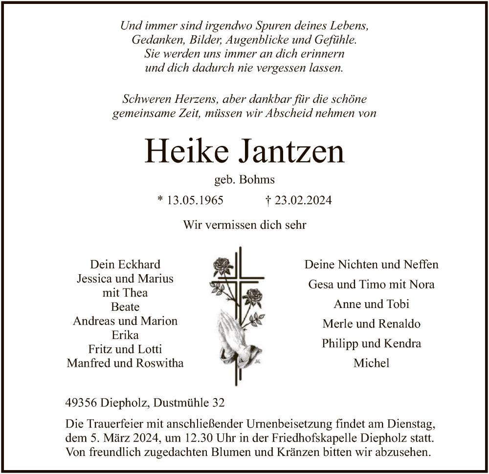  Traueranzeige für Heike Jantzen vom 28.02.2024 aus SYK