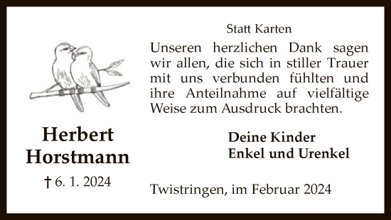 Traueranzeige von Herbert Horstmann von SYK