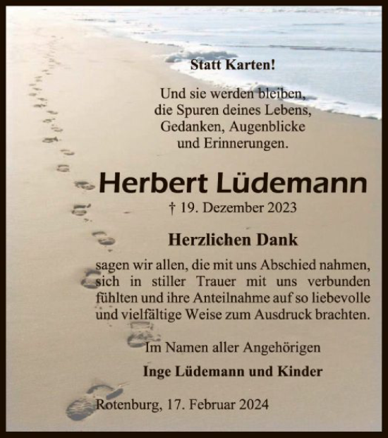 Traueranzeige von Herbert Lüdemann von SYK