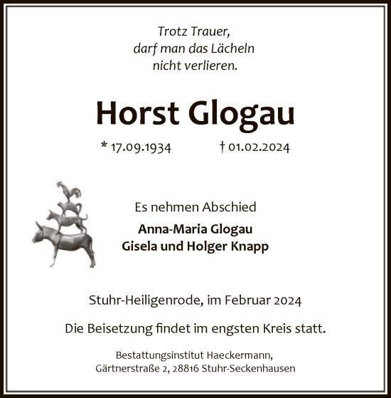 Traueranzeige von Horst Glogau von SYK