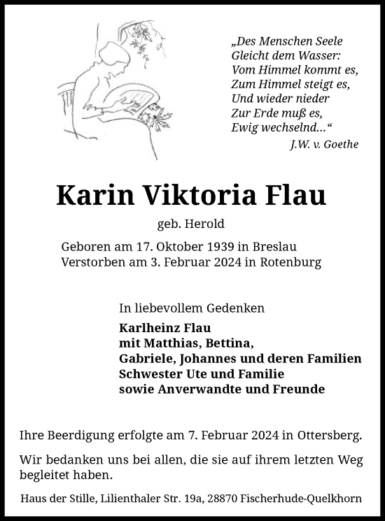 Traueranzeige von Karin Viktoria Flau von SYK