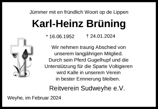 Traueranzeige von Karl-Heinz Brüning von SYK