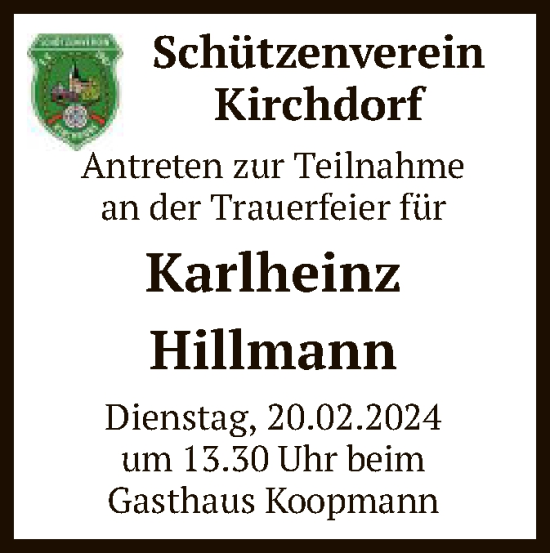 Traueranzeige von Karlheinz Hillmann von SYK