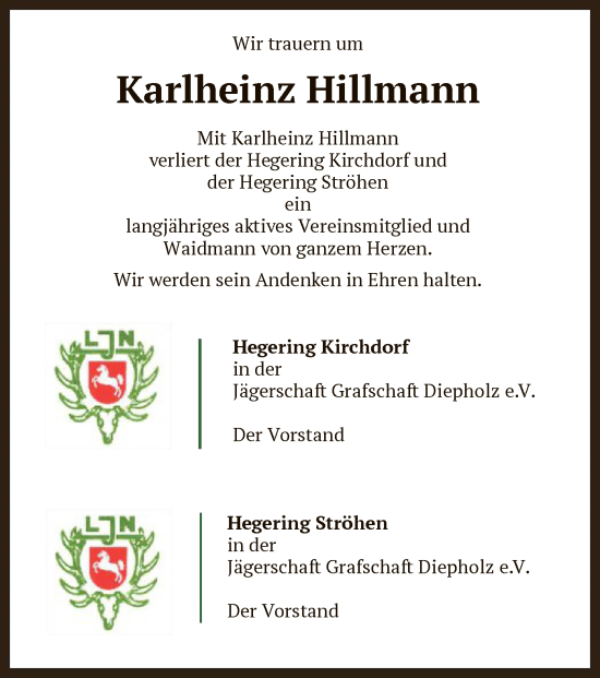 Traueranzeige von Karlheinz Hillmann von SYK