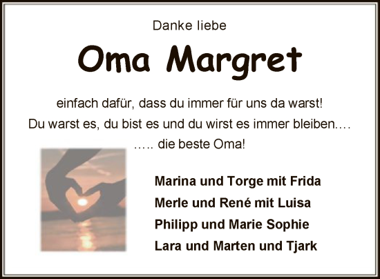 Traueranzeige von Margret  von SYKSYK