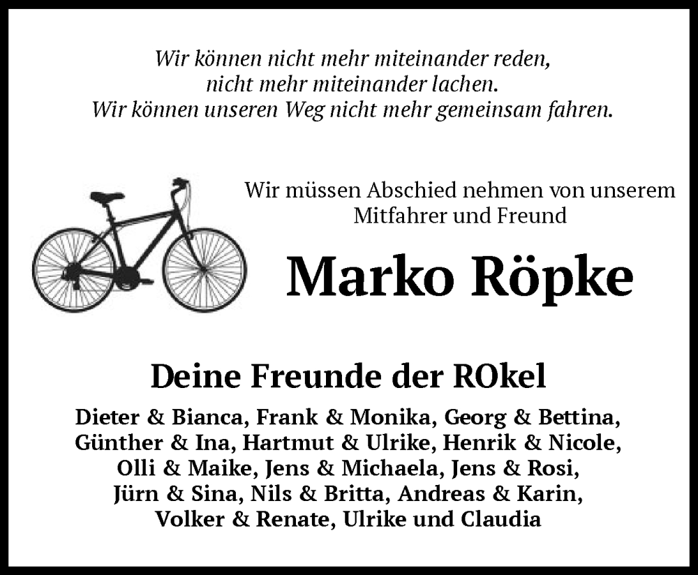  Traueranzeige für Marko Röpke vom 05.02.2024 aus SYK