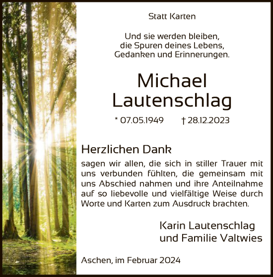 Traueranzeige von Michael Lautenschlag von SYK