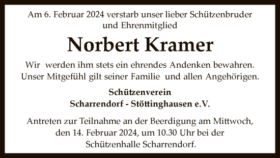 Traueranzeige von Norbert Kramer von SYK