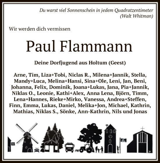Traueranzeige von Paul Flammann von SYK