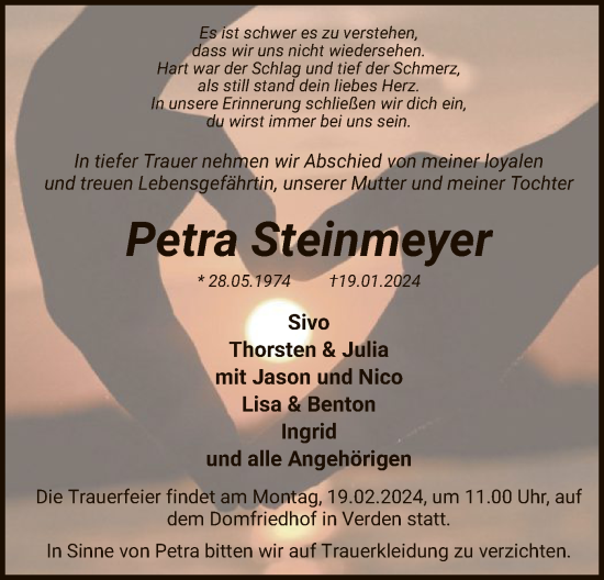 Traueranzeige von Petra Steinmeyer von SYK