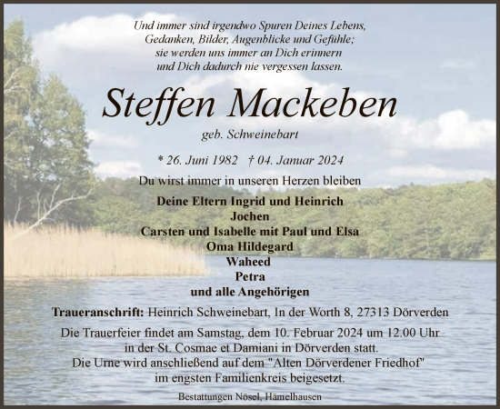 Traueranzeige von Steffen Mackeben von SYK