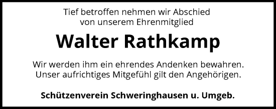 Traueranzeige von Walter Rathkamp von SYK