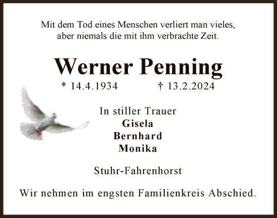 Traueranzeige von Werner Penning von SYK
