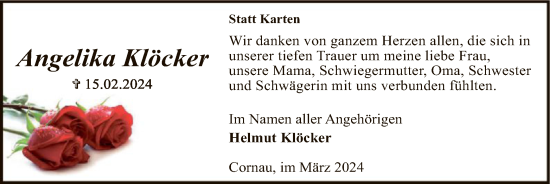 Traueranzeige von Anelika Klöcker von SYK