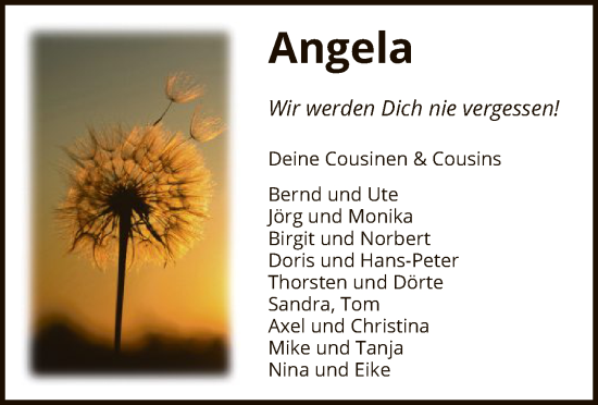 Traueranzeige von Angela  von SYK