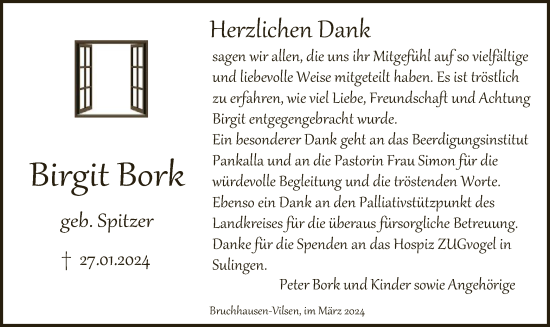Traueranzeige von Birgit Bork von SYK