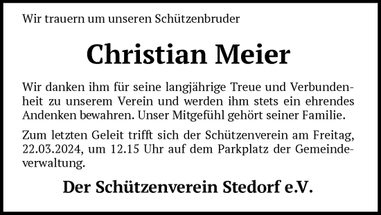 Traueranzeige von Christian Meier von SYK
