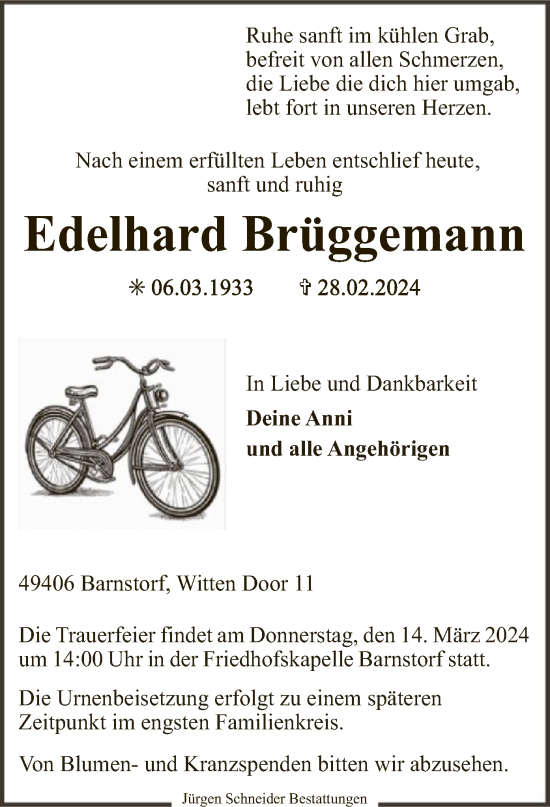 Traueranzeige von Edelhard Brüggemann von SYK