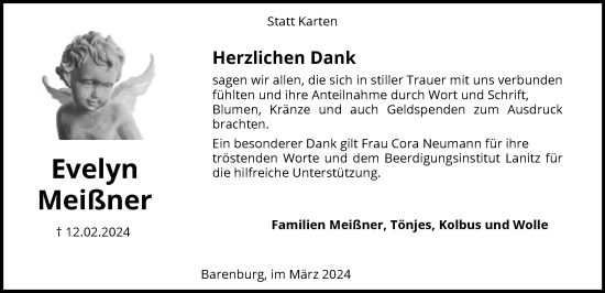 Traueranzeige von Evelyn Meißner von SYK