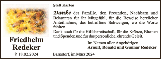 Traueranzeige von Friedhelm Redeker von SYK