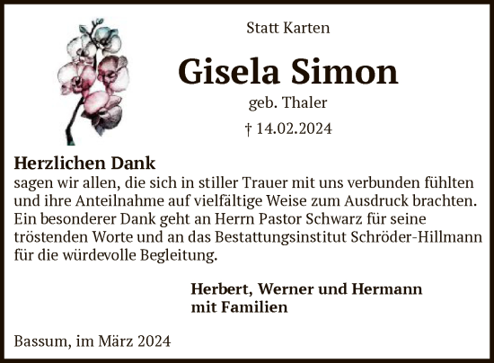 Traueranzeige von Gisela Simon von SYK