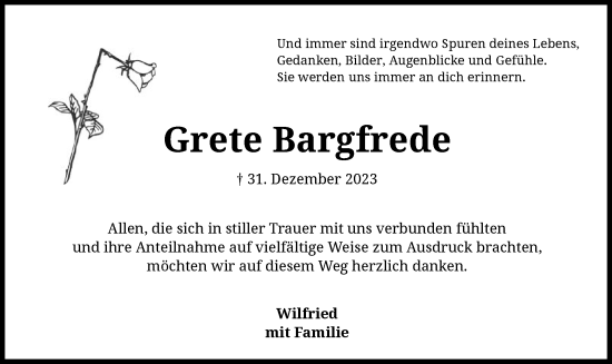 Traueranzeige von Grete Bargfrede von SYK