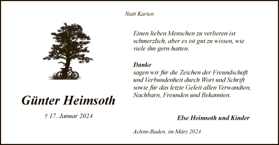 Traueranzeige von Günter Heimsoth von SYK