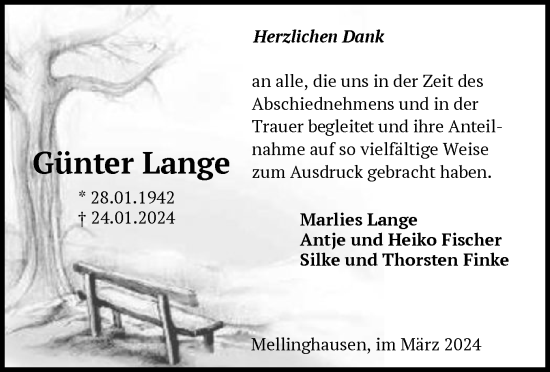Traueranzeige von Günter Lange von SYK