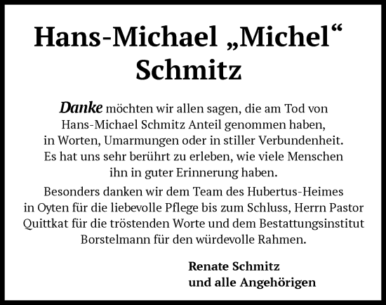 Traueranzeige von Hans-Michael Schmitz von SYK
