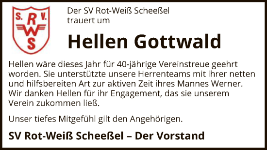 Traueranzeige von Hellen Gottwald von SYK