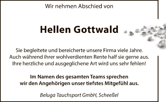 Traueranzeige von Hellen Gottwald von SYK