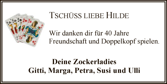 Traueranzeige von Hilde  von SYK