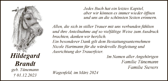 Traueranzeige von Hildegard Brandt von SYK