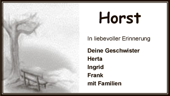 Traueranzeige von Horst  von SYKSYK