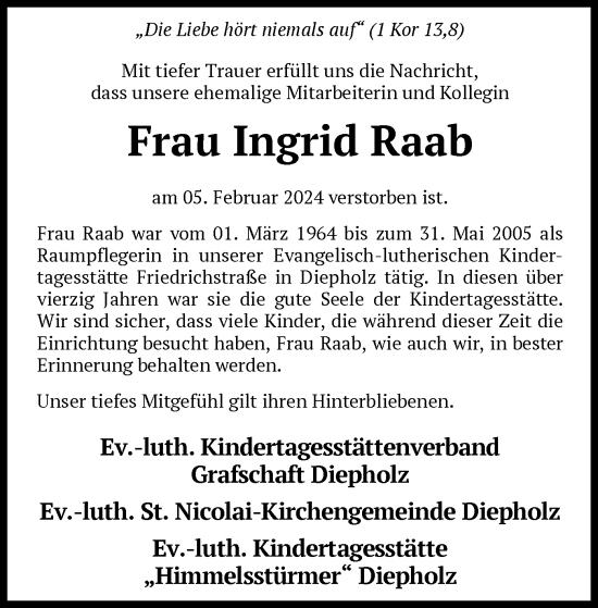 Traueranzeige von Ingrid Raab von SYK