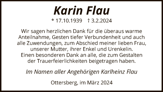 Traueranzeige von Karin Flau von SYK