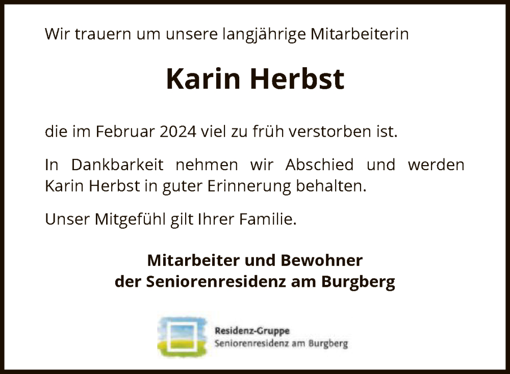  Traueranzeige für Karin Herbst vom 23.03.2024 aus SYK